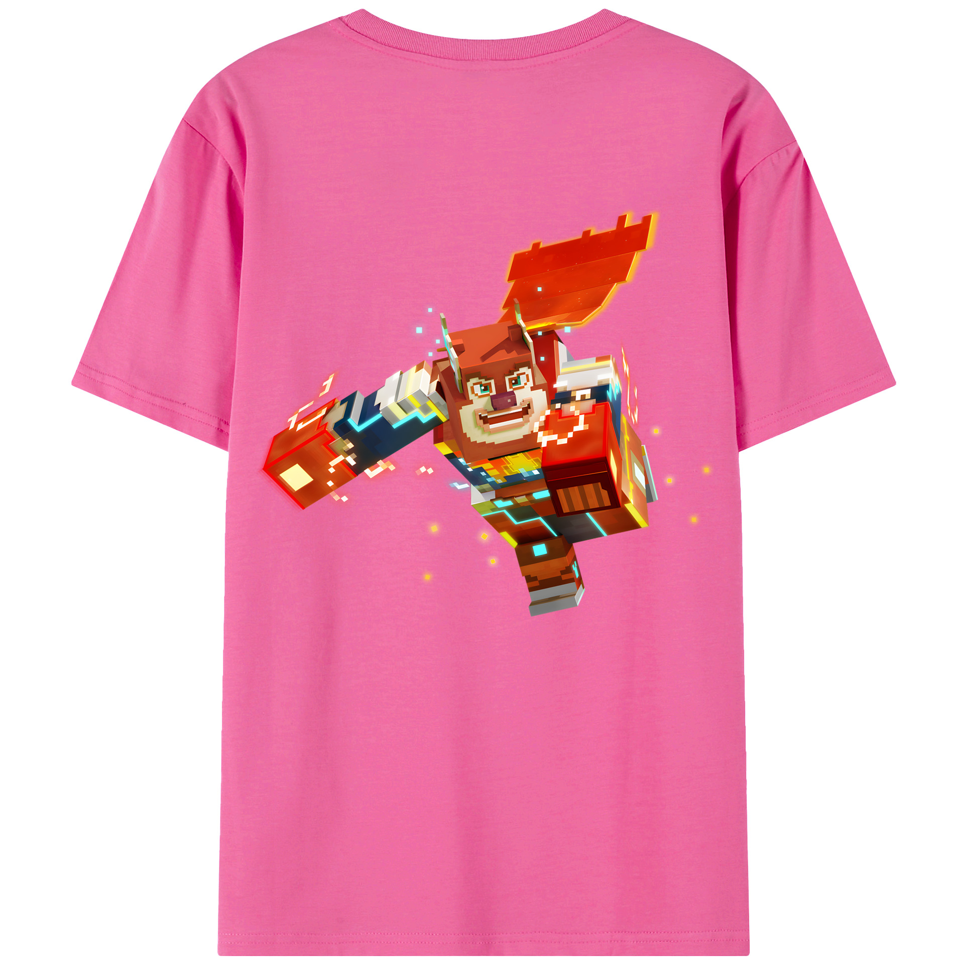 （画像用） マインクラフト ブロックの世界 Minecraft MC Block world レディース半袖Tシャツ(バックプリント)